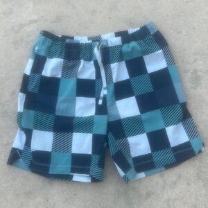 Fabletivs Blue/Green Checker THE 7" ONE SHORT Men's Size M NWT